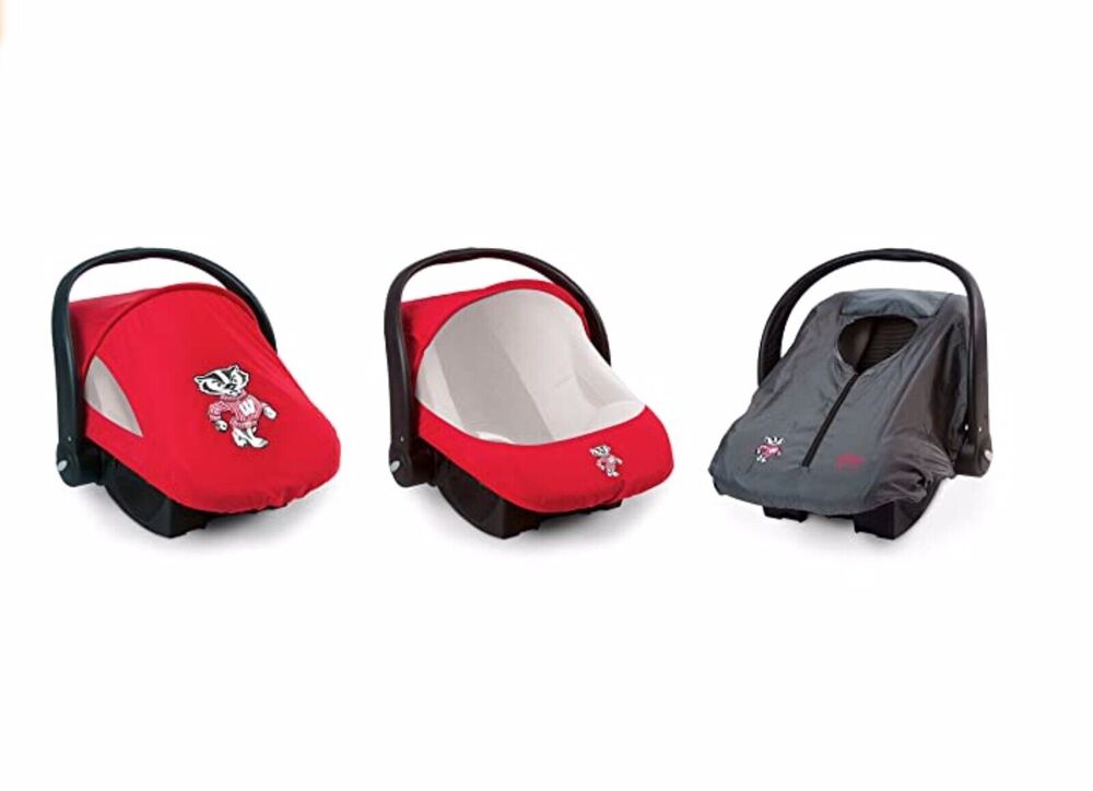 Wisconsin Badgers NCAA Cozy Cover Combo Pack Sun/Bug & Lightweight Car Seat Baby